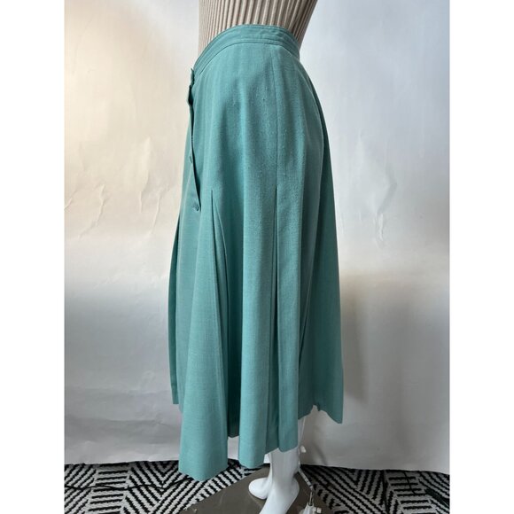 Jones New York Women's Size 14 Aqua Button-Front Pleated Midi Skirt - Picture 15 of 16